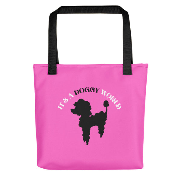 TOTE BAG - DOGGY WORLD PINK & BLACK