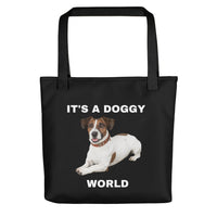 TOTE BAG - DOGGY WORLD BLACK & BROWN