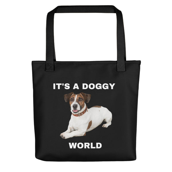 TOTE BAG - DOGGY WORLD BLACK & BROWN