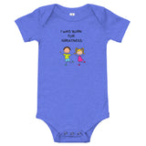 BORN FOR GREATNESS - BABY ONESIE GRAY, BLUE & WHITE