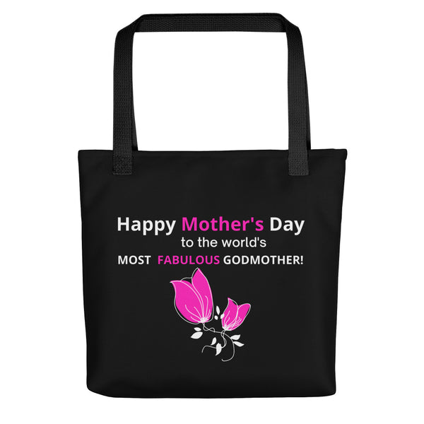 GODMOTHER TOTE - BLACK W/ PINK