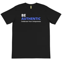 BE AUTHENTIC - BLACK TEE W/ WHITE & BLUE