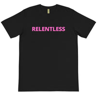 RELENTLESS - BLACK & WHITE TEE W/PINK