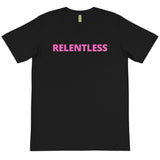 RELENTLESS - BLACK & WHITE TEE W/PINK