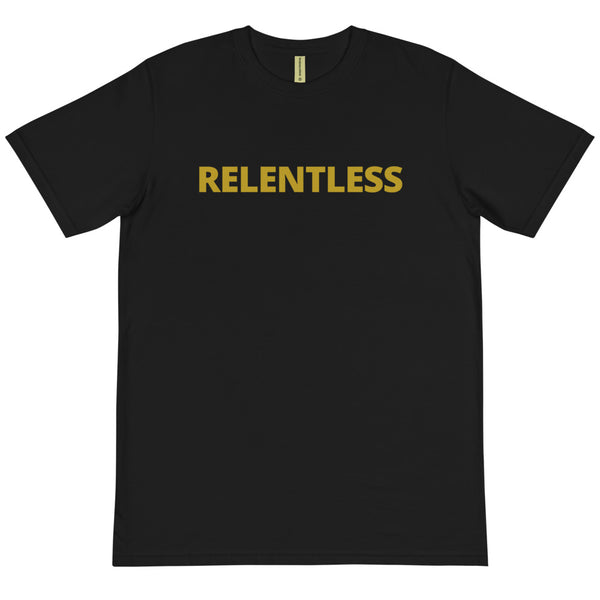 RELENTLESS - BLACK TEE W/GOLD