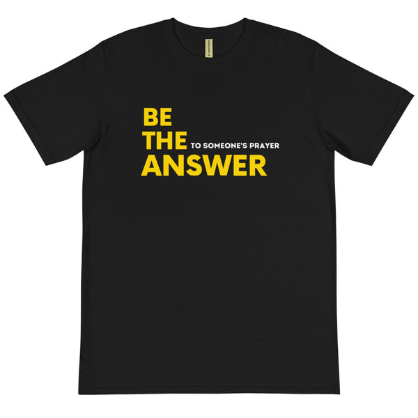 BE THE ANSWER - BLACK TEE W/ YELLOW & WHITE