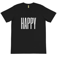 HAPPY - BLACK TEE W/ WHITE