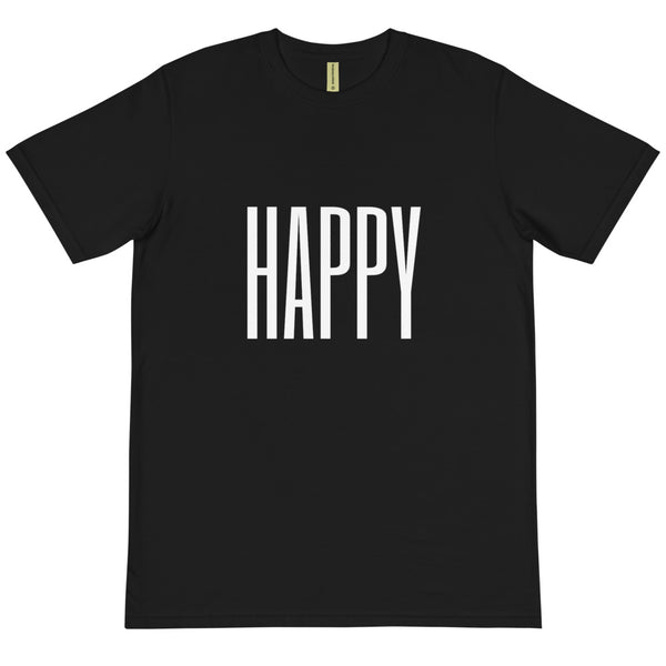 HAPPY - BLACK TEE W/ WHITE