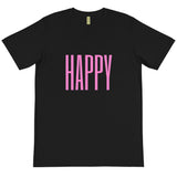 HAPPY - BLACK & WHITE TEE W/PINK