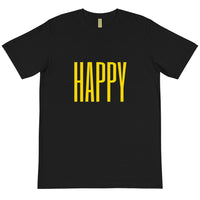 HAPPY - BLACK TEE W/YELLOW