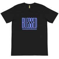 BLESSED - BLACK & WHITE TEE W/BLUE