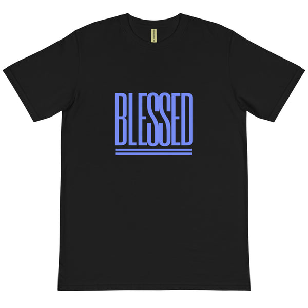 BLESSED - BLACK & WHITE TEE W/BLUE