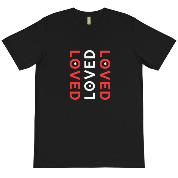 LOVED - BLACK TEE W/ RED & WHITE