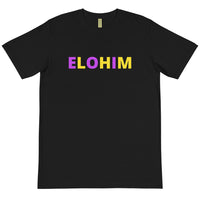 ELOHIM - WHITE & BLACK TEE W/ PURPLE & YELLOW