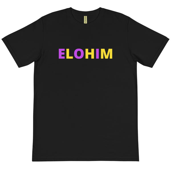 ELOHIM - WHITE & BLACK TEE W/ PURPLE & YELLOW