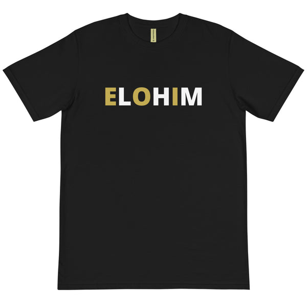 ELOHIM - BLACK TEE W/ GOLD & WHITE