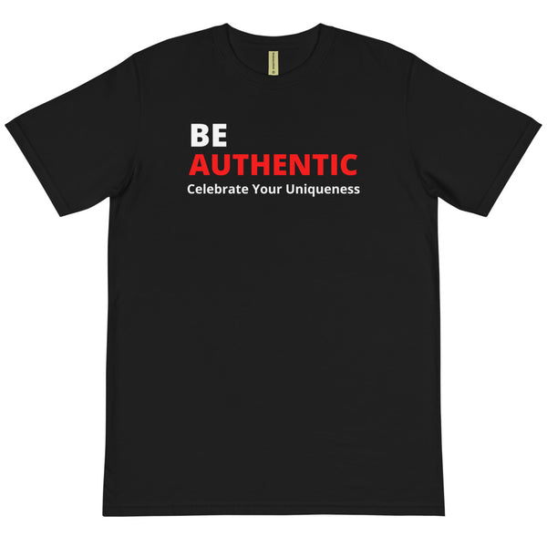 BE AUTHENTIC - BLACK TEE W/ RED & WHITE