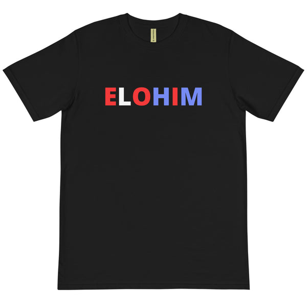 ELOHIM - BLACK TEE W/ RED, WHITE & BLUE