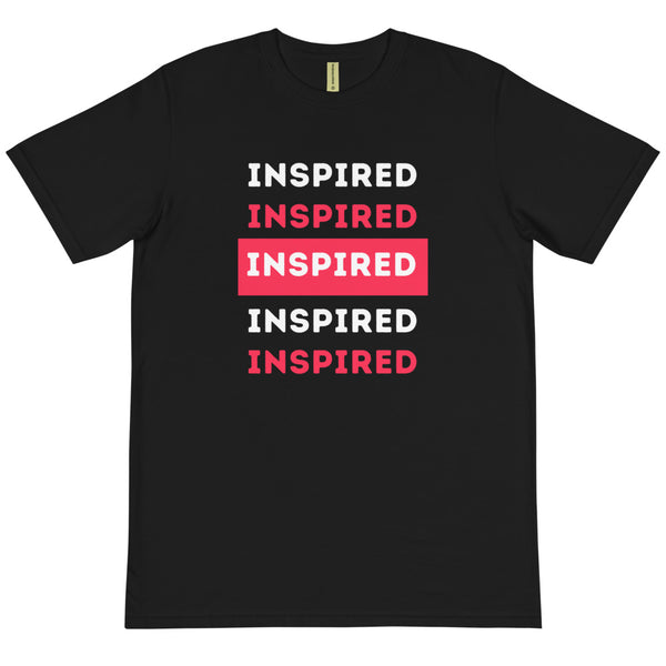 INSPIRED - BLACK TEE W/ RED & WHITE