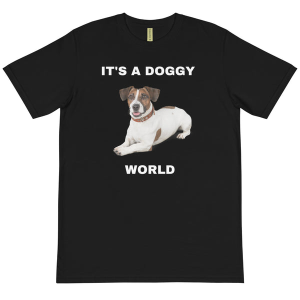 DOGGY WORLD - BLACK TEE W/ BROWN & WHITE DOG