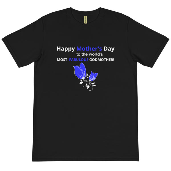 GODMOTHER - BLACK TEE W/ BLUE & WHITE