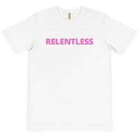 RELENTLESS - BLACK & WHITE TEE W/PINK