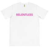 RELENTLESS - BLACK & WHITE TEE W/PINK