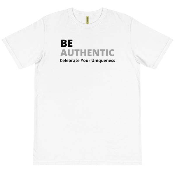 BE AUTHENTIC - WHITE TEE W/ BLACK & GRAY