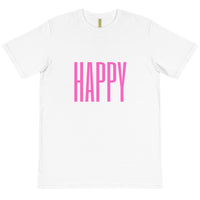 HAPPY - BLACK & WHITE TEE W/PINK