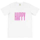 HAPPY - BLACK & WHITE TEE W/PINK