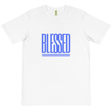 BLESSED - BLACK & WHITE TEE W/BLUE