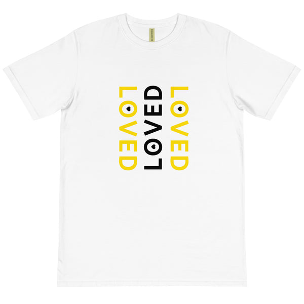 LOVED - WHITE TEE W/ YELLOW & BLACK