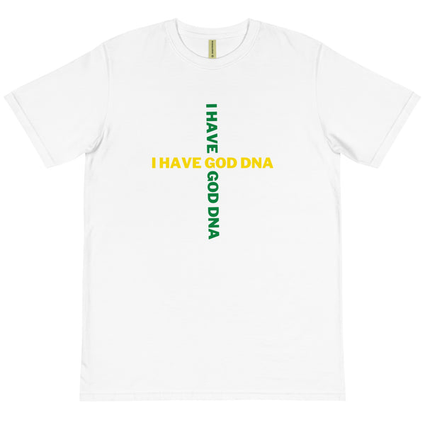 GOD DNA - WHITE TEE W/ GREEN & YELLOW