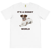 DOGGY WORLD - WHITE TEE W/ BROWN & WHITE DOG